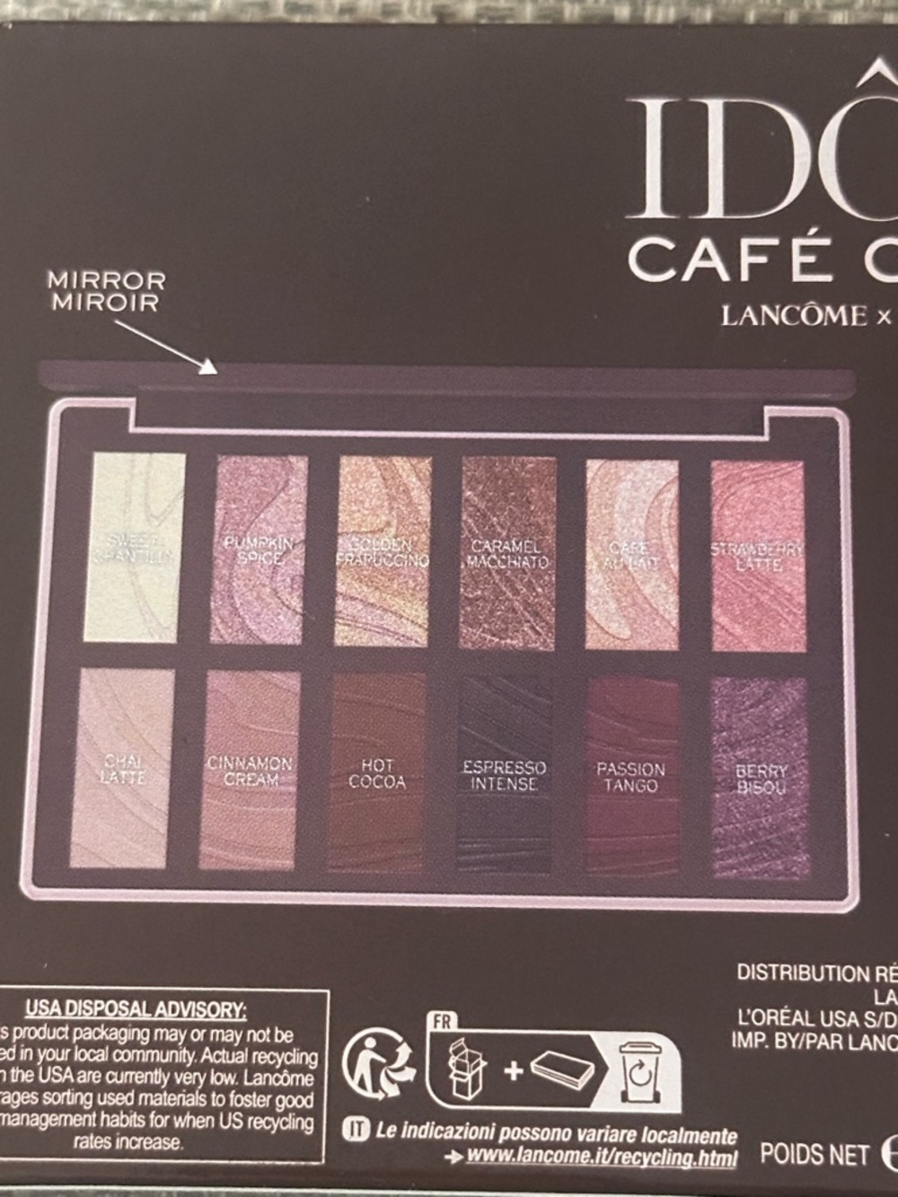 Lancome Sheila Daley Idole Cafe Crush Coffee 12 Eyeshadows Palette & Mirror New - Picture 8 of 10
